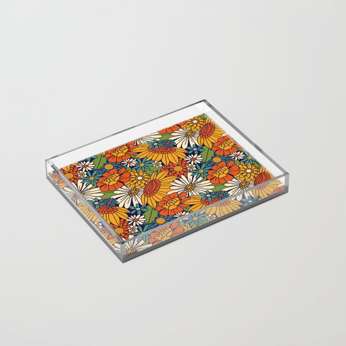 70s Retro Floral - Bold Acrylic Tray