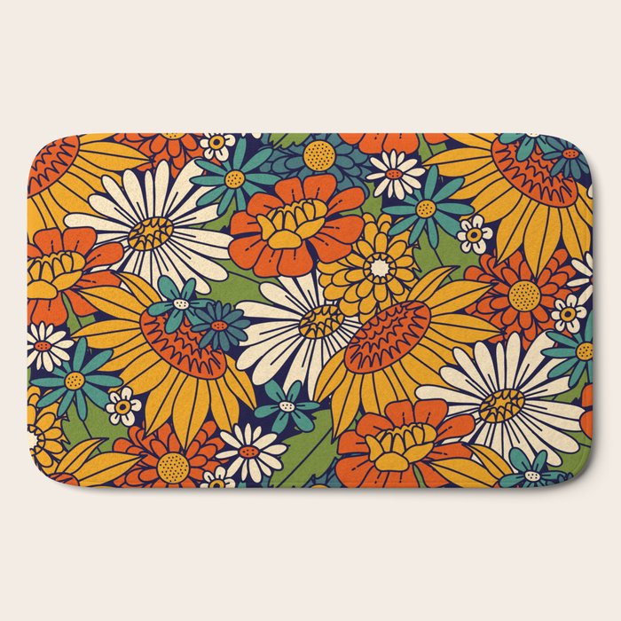 70s Retro Floral - Bold Bath Mat