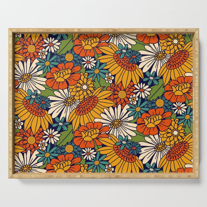 70s Retro Floral - Bold Serving Tray