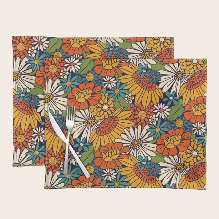 70s Retro Floral - Bold Placemat