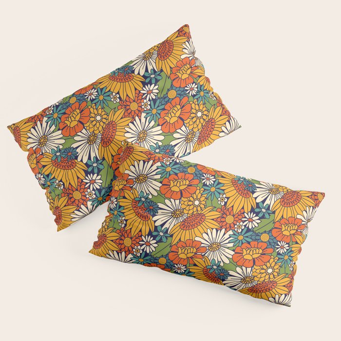 70s Retro Floral - Bold Pillow Sham