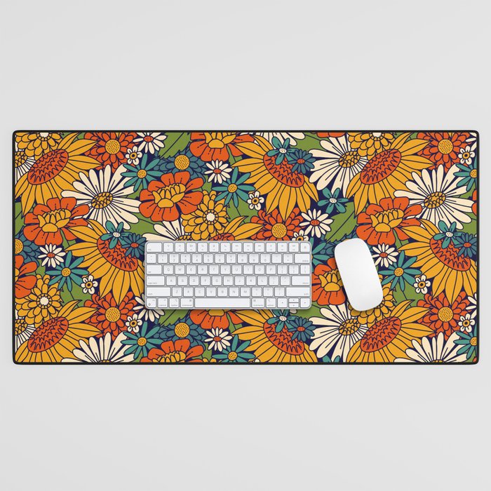 70s Retro Floral - Bold Desk Mat