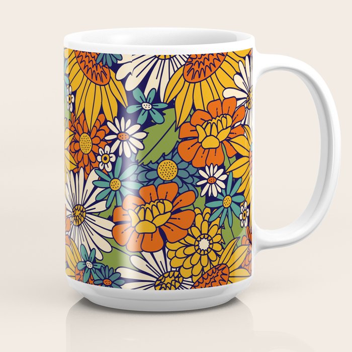 70s Retro Floral - Bold Coffee Mug