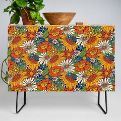 70s Retro Floral - Bold Credenza