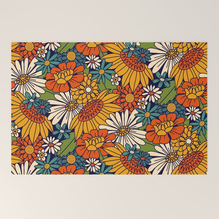 70s Retro Floral - Bold Welcome Mat
