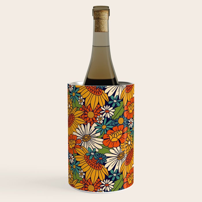 70s Retro Floral - Bold Wine Chiller