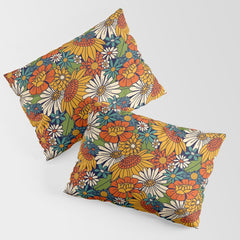 70s Retro Floral - Bold Pillow Sham