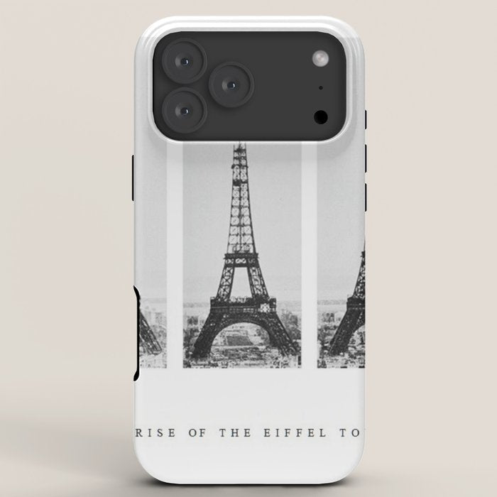 1888-1889 The Rise of the Eiffel Tower Construction Sequence black and white photography iPhone Case