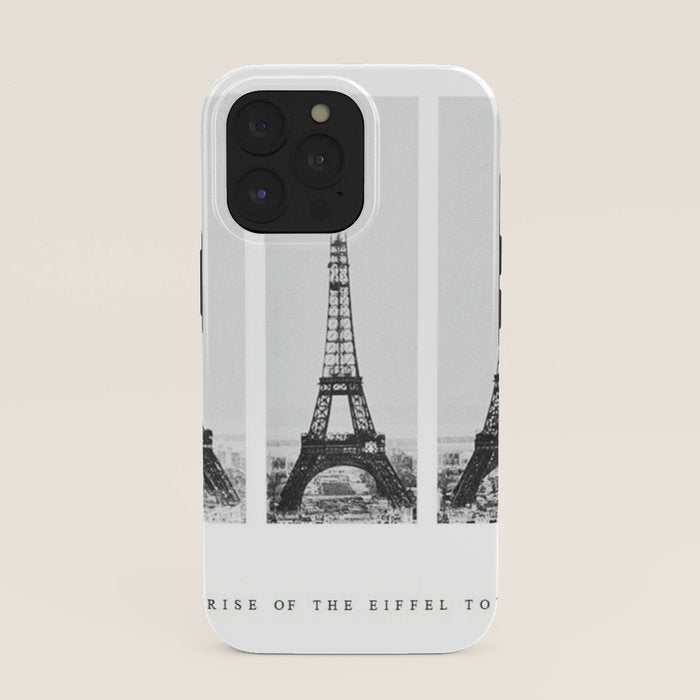 1888-1889 The Rise of the Eiffel Tower Construction Sequence black and white photography iPhone Case