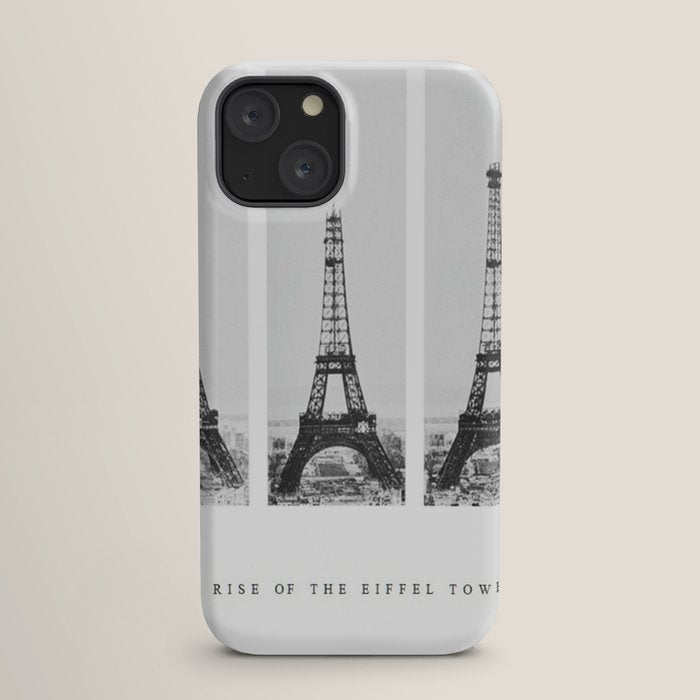 1888-1889 The Rise of the Eiffel Tower Construction Sequence black and white photography iPhone Case
