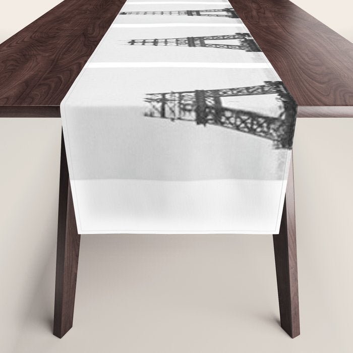1888-1889 The Rise of the Eiffel Tower Construction Sequence black and white photography Table Runner