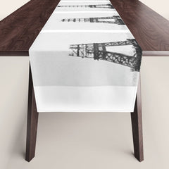 1888-1889 The Rise of the Eiffel Tower Construction Sequence black and white photography Table Runner