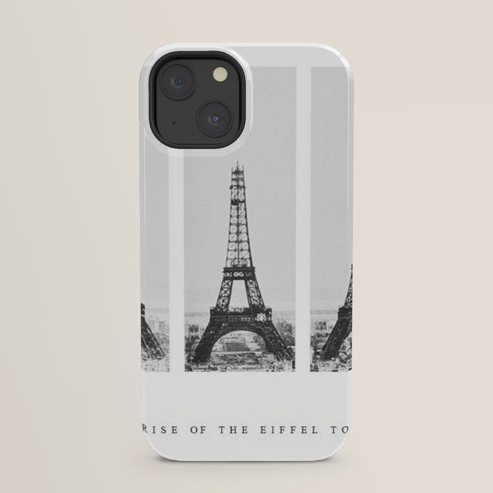 1888-1889 The Rise of the Eiffel Tower Construction Sequence black and white photography iPhone Case
