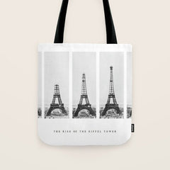 1888-1889 The Rise of the Eiffel Tower Construction Sequence black and white photography Tote Bag
