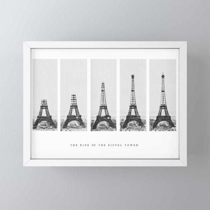1888-1889 The Rise of the Eiffel Tower Construction Sequence black and white photography Mini Art Print