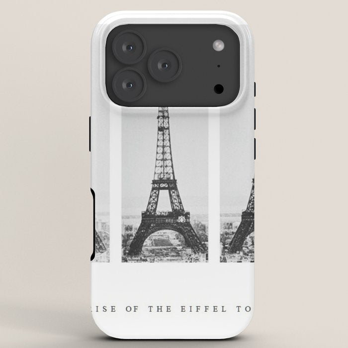 1888-1889 The Rise of the Eiffel Tower Construction Sequence black and white photography iPhone Case