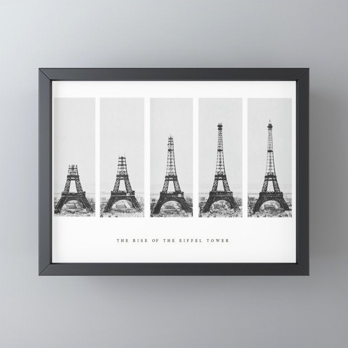 1888-1889 The Rise of the Eiffel Tower Construction Sequence black and white photography Mini Art Print