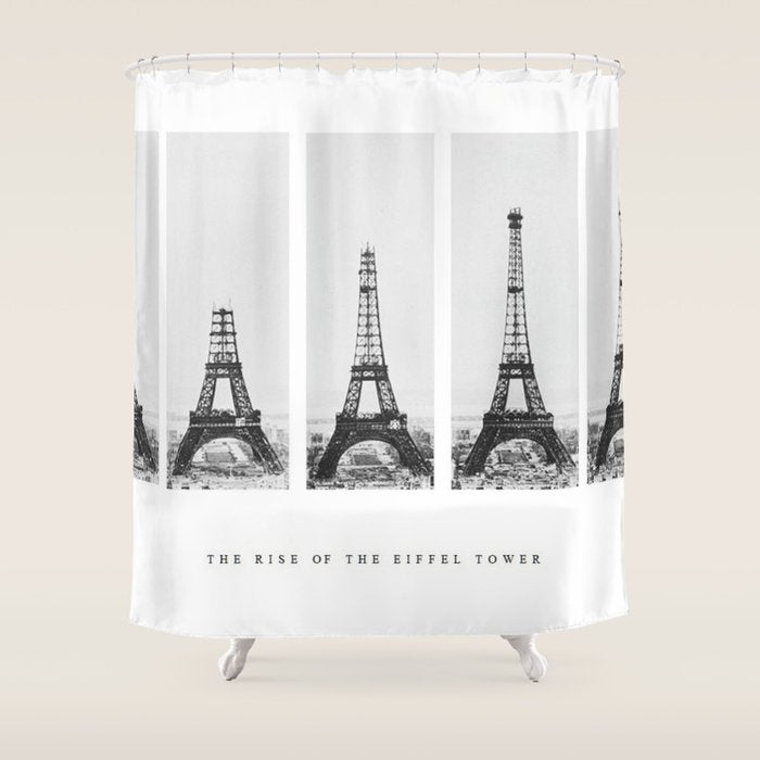 1888-1889 The Rise of the Eiffel Tower Construction Sequence black and white photography Shower Curtain