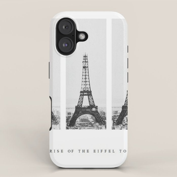 1888-1889 The Rise of the Eiffel Tower Construction Sequence black and white photography iPhone Case