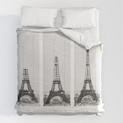 1888-1889 The Rise of the Eiffel Tower Construction Sequence black and white photography Comforter