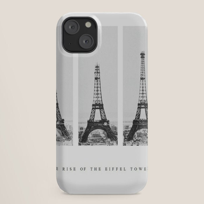 1888-1889 The Rise of the Eiffel Tower Construction Sequence black and white photography iPhone Case