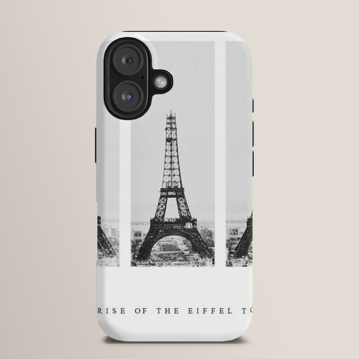 1888-1889 The Rise of the Eiffel Tower Construction Sequence black and white photography iPhone Case