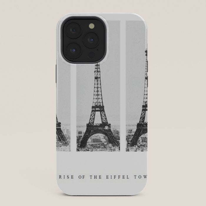 1888-1889 The Rise of the Eiffel Tower Construction Sequence black and white photography iPhone Case