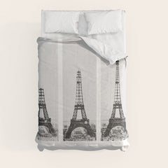 1888-1889 The Rise of the Eiffel Tower Construction Sequence black and white photography Comforter