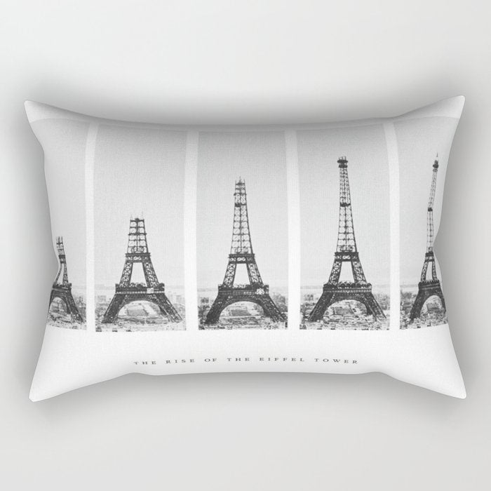 1888-1889 The Rise of the Eiffel Tower Construction Sequence black and white photography Rectangular Pillow