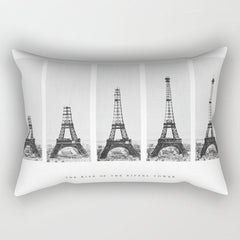 1888-1889 The Rise of the Eiffel Tower Construction Sequence black and white photography Rectangular Pillow