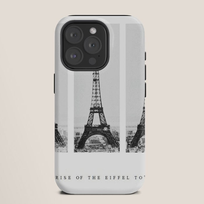 1888-1889 The Rise of the Eiffel Tower Construction Sequence black and white photography iPhone Case