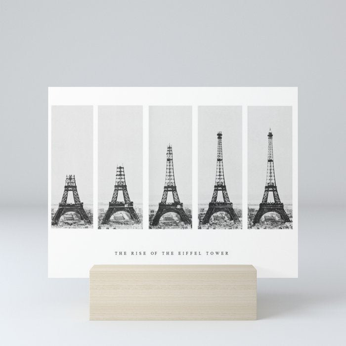 1888-1889 The Rise of the Eiffel Tower Construction Sequence black and white photography Mini Art Print