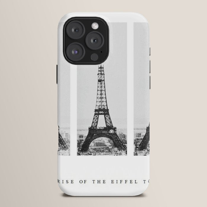 1888-1889 The Rise of the Eiffel Tower Construction Sequence black and white photography iPhone Case