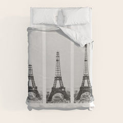 1888-1889 The Rise of the Eiffel Tower Construction Sequence black and white photography Duvet Cover