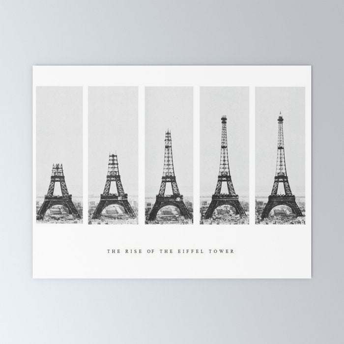 1888-1889 The Rise of the Eiffel Tower Construction Sequence black and white photography Mini Art Print