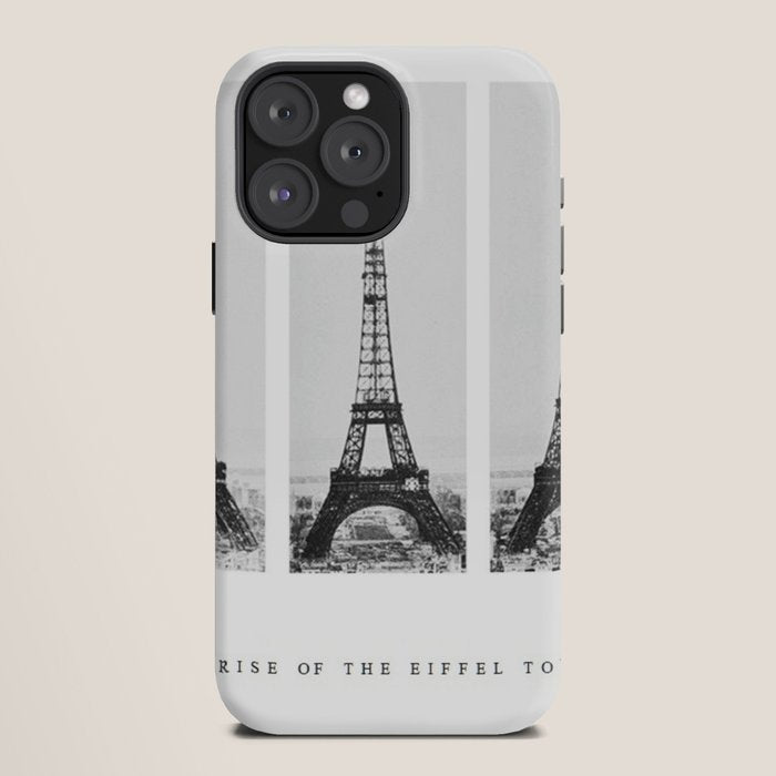 1888-1889 The Rise of the Eiffel Tower Construction Sequence black and white photography iPhone Case