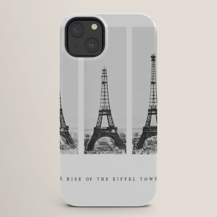 1888-1889 The Rise of the Eiffel Tower Construction Sequence black and white photography iPhone Case
