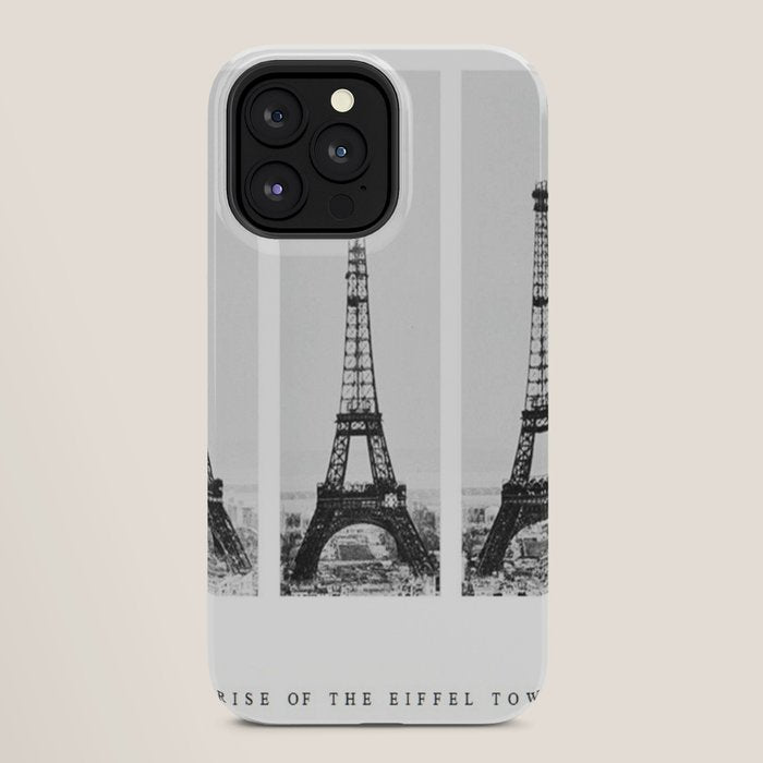 1888-1889 The Rise of the Eiffel Tower Construction Sequence black and white photography iPhone Case
