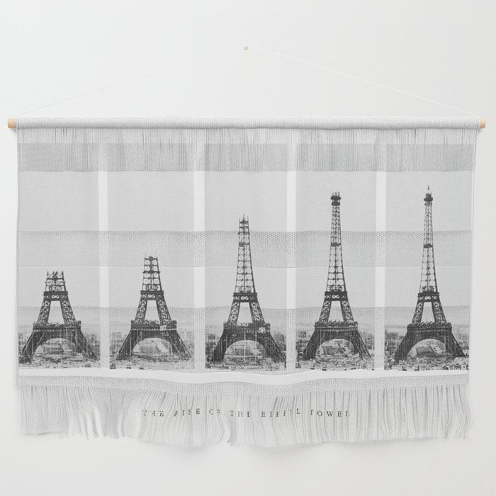 1888-1889 The Rise of the Eiffel Tower Construction Sequence black and white photography Wall Hanging
