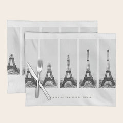 1888-1889 The Rise of the Eiffel Tower Construction Sequence black and white photography Placemat