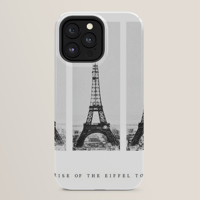 1888-1889 The Rise of the Eiffel Tower Construction Sequence black and white photography iPhone Case