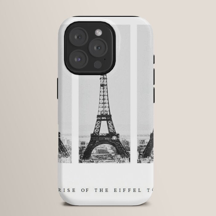 1888-1889 The Rise of the Eiffel Tower Construction Sequence black and white photography iPhone Case