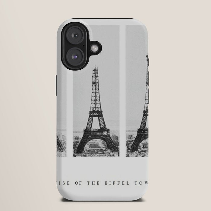 1888-1889 The Rise of the Eiffel Tower Construction Sequence black and white photography iPhone Case
