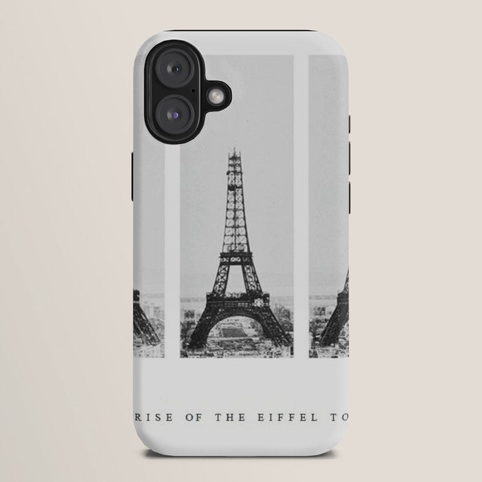 1888-1889 The Rise of the Eiffel Tower Construction Sequence black and white photography iPhone Case