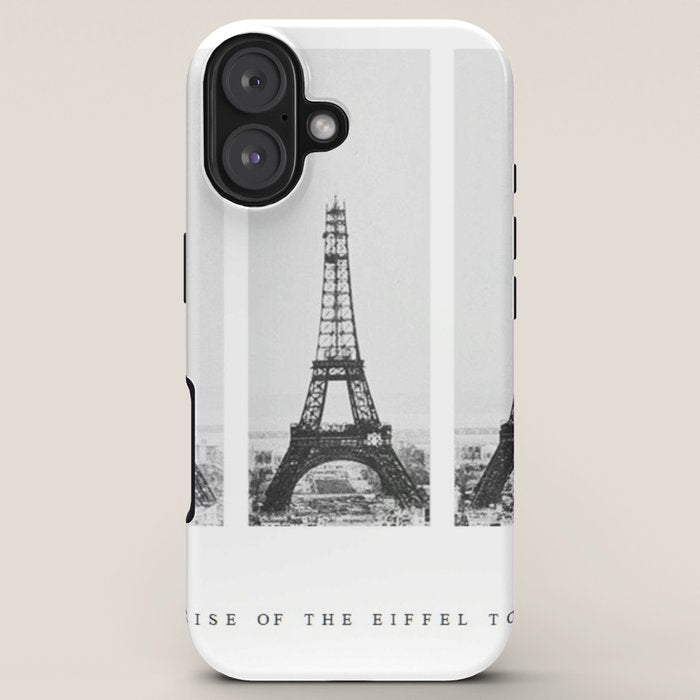 1888-1889 The Rise of the Eiffel Tower Construction Sequence black and white photography iPhone Case