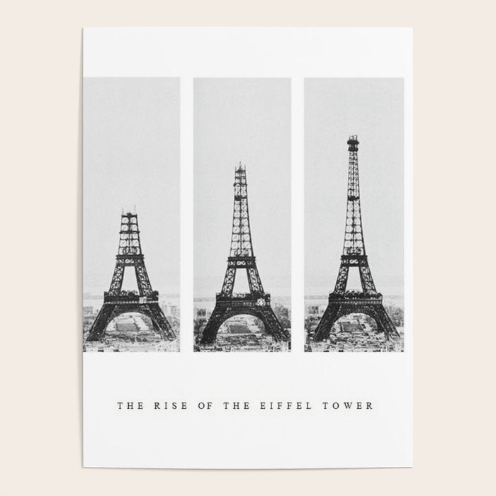 1888-1889 The Rise of the Eiffel Tower Construction Sequence black and white photography Poster