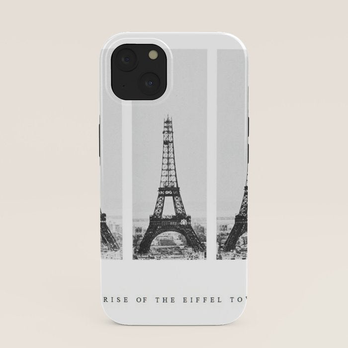 1888-1889 The Rise of the Eiffel Tower Construction Sequence black and white photography iPhone Case