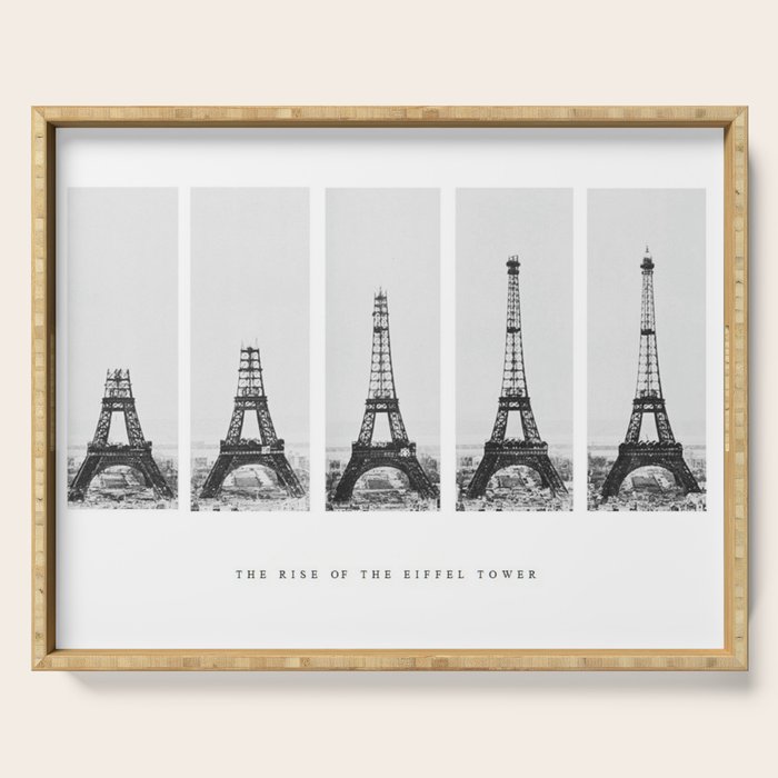 1888-1889 The Rise of the Eiffel Tower Construction Sequence black and white photography Serving Tray