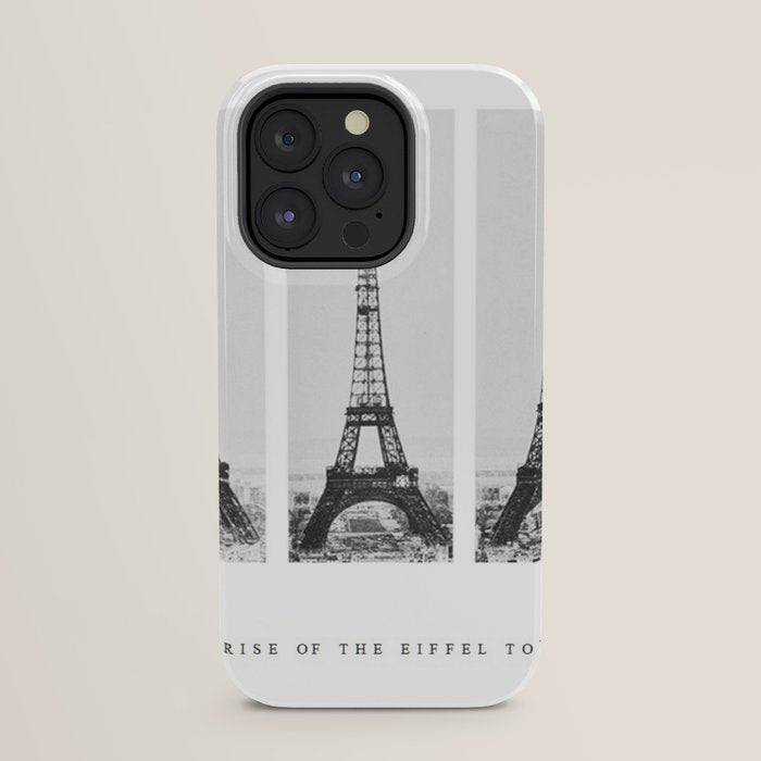 1888-1889 The Rise of the Eiffel Tower Construction Sequence black and white photography iPhone Case