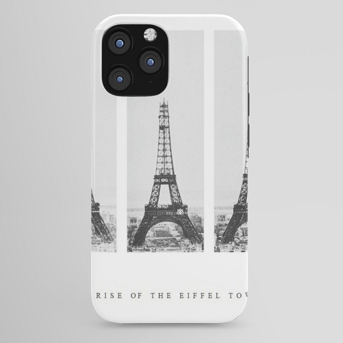 1888-1889 The Rise of the Eiffel Tower Construction Sequence black and white photography iPhone Case